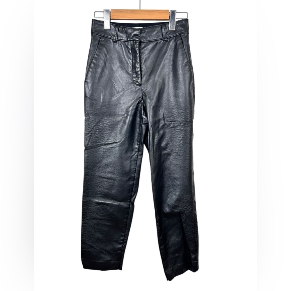 Artizia Babaton faux-leather pants, 0, raw edge hem cropped Edgy Streetwear Chic - Picture 2 of 6
